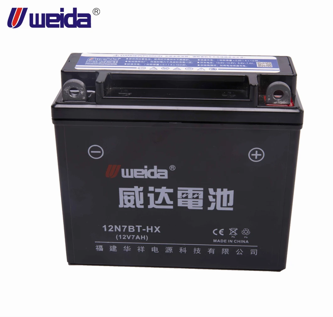12n7b Customized Good Quality Safe Lead Acid Electric 7ah Universal Motorcycle Battery Manufactured by Weida